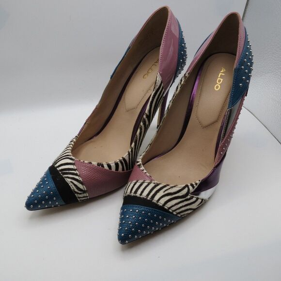 Aldo Shoes - Aldo Wicilidia Studded Animal Print 4" Stiletto Heels Club 90s Size 7.5 READ